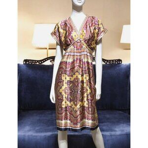 Y2K Silk Babydoll Handkerchief Dress 14 Maximalist Resort Cruise Glam 100% Silk